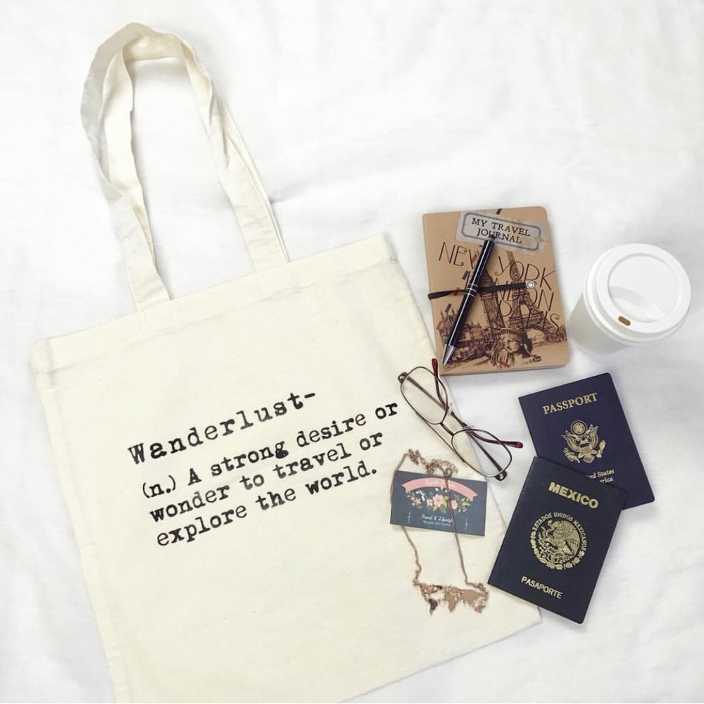 Handmade Wanderlust Tote Bag - Picture 1 of 1